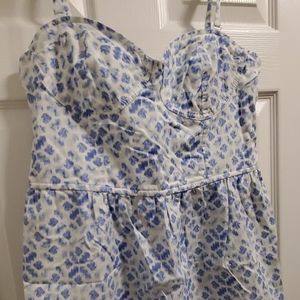 Strapless Watercolor IKat Print Mini Dress pockets